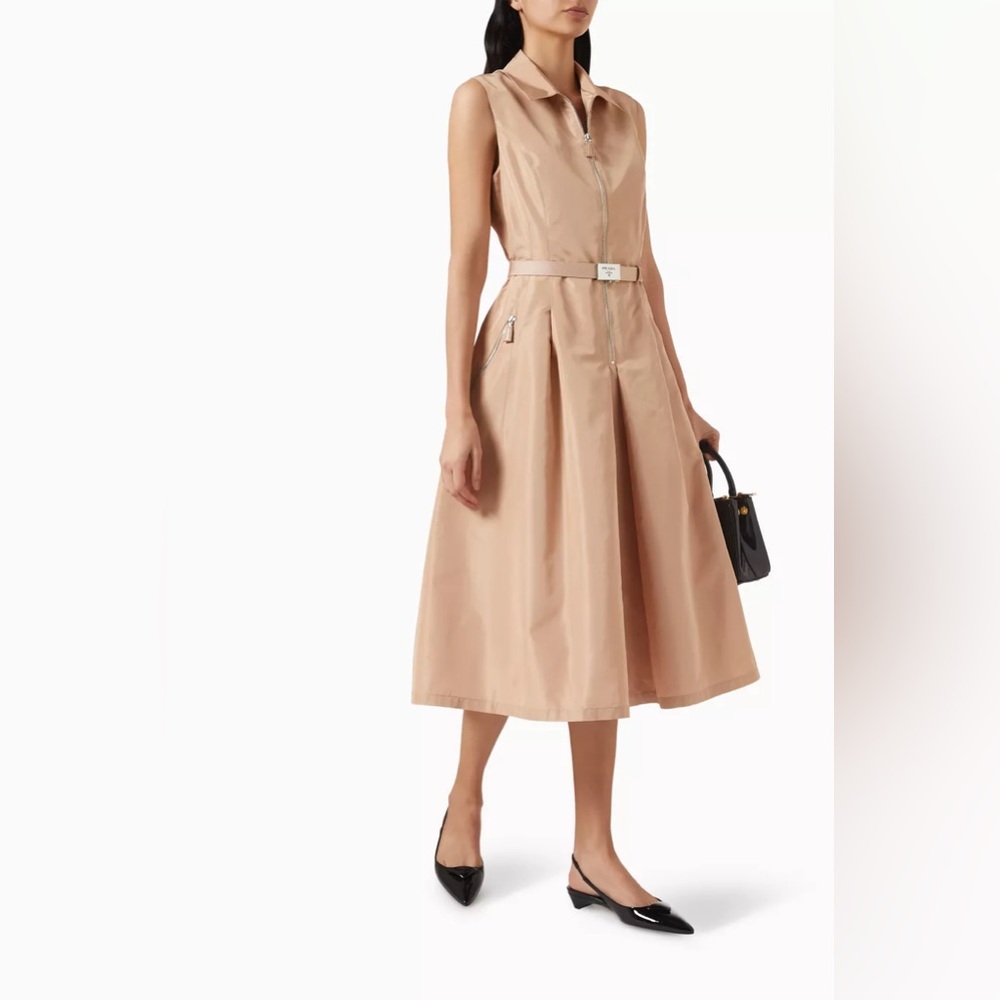 Prada Silk Nylon Midi Dress Size S IT 40 $4700